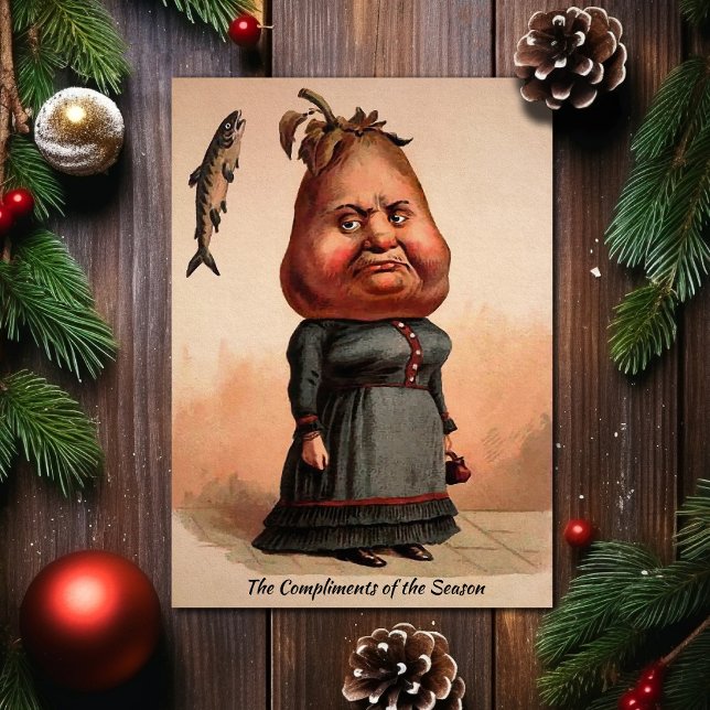 Festividades Vintage Victorian Pear Head Cartão de Natal (Criador carregado)