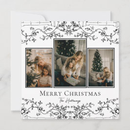 Festividades Vintage Vines Cartão de Feriado de 3 Fotografias Ú