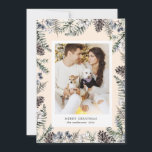 Festividades Vintage Winter Greenery Felry Cartão com fotos de<br><div class="desc">Nossa coleção de "verduras de inverno" apresenta vegetação de pinheiros com aquarela minimalista excelente para suas cartas e convites,  mas também para outras papelaria e muitos outros itens. A fonte séria associada a uma fonte elegante de script é fácil de personalizar. Verifique em nossa loja mais itens desta coleção.</div>