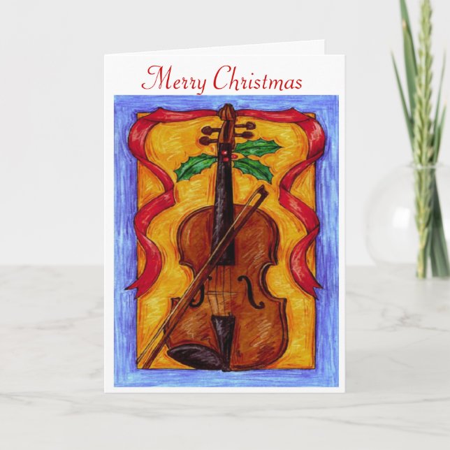 Festividades Violino de Natal - Cartão Saudável (Frente)