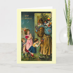 Festividades Vive Rua. Nicolas Vintage Cartão de Natal Francês