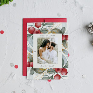 Festividades Watercolor Holiday Berries - Um Cartão De Feriado 