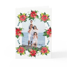 Watercolor Poinsettia Wreath - Cartão de Férias Do