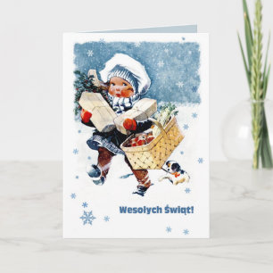 Festividades Wesolych Swiat. Cartão de Natal em polonês