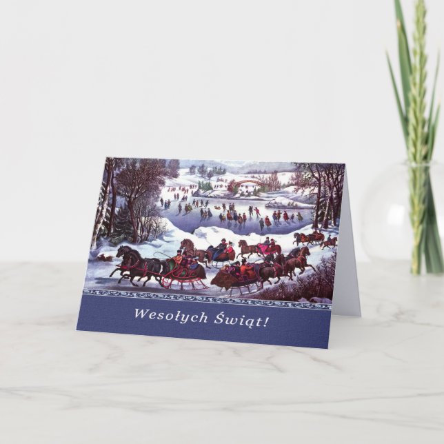 Festividades Wesołych Świąt. Cartão de Natal em polonês (Frente)