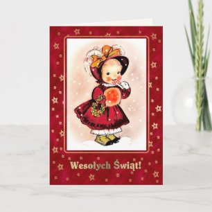 Festividades Wesołych Świąt. Cartão de Natal em polonês