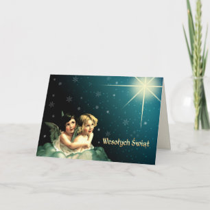 Festividades Wesołych Świąt. Cartão de Natal em polonês