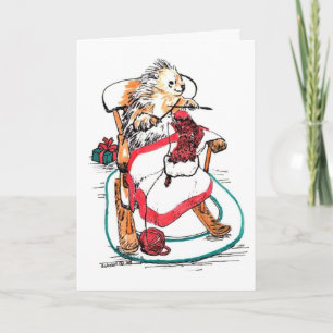 Festividades Whimsical Sock Knitting Porcupine Cartão de Natal