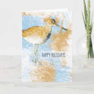 Festividades Willet Bird No Cartão De Férias Da Arte Da Praia