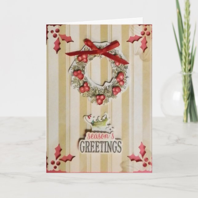 Festividades Yule SEASONS GREETINGS CARTÃO DE Feriado de fabric (Frente)