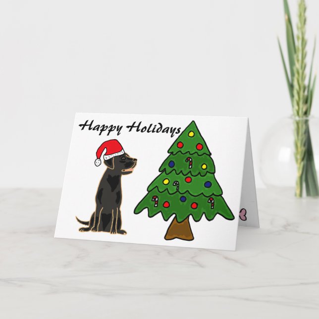 Festividades ZA- Cartão de Natal Black Labrador (Frente)
