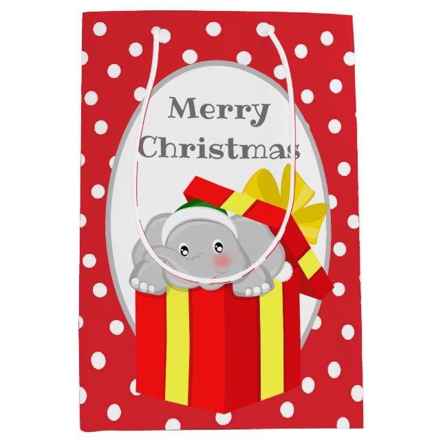 Festivo elefante de Natal adiciona sacola de festa (Frente)