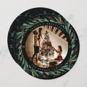 Festivo Férias Wreath Deixa Berries Com Cartão