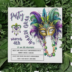 Festivo Mardi Gras e Fleur Des Lis - Convite