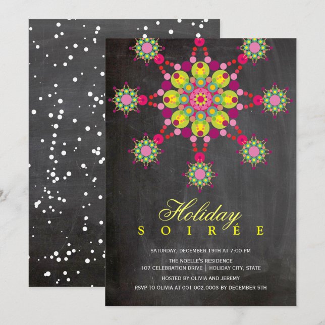 Festivo Ornamento Feriado de Chalkboard Convite (Frente/Verso)