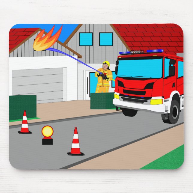 Feuerwehrmann löscht Garagenbrand Mousepad (Frente)