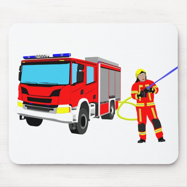 Feuerwehrmann und Löschfahrzeug Mousepad (Frente)
