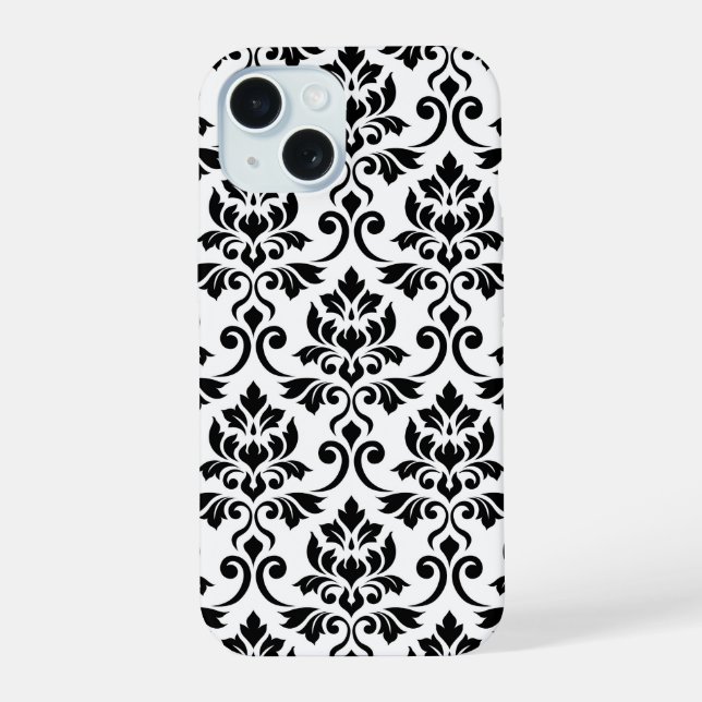 Feuille Damask Lg Patterno Preto em Branco (Verso)