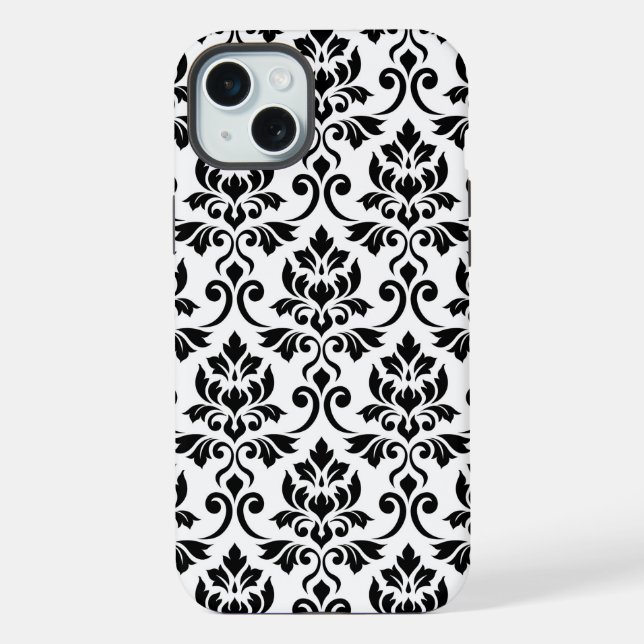 Feuille Damask Lg Patterno Preto em Branco (Verso)