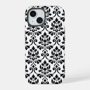 Feuille Damask Lg Patterno Preto em Branco