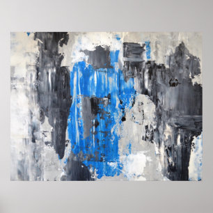 "Fez" o poster azul e cinzento da arte abstracta