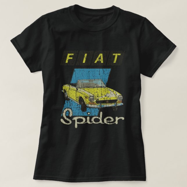 Fiat 124 Sport Spider Yellow 1975 T-Shirt (Frente do Design)