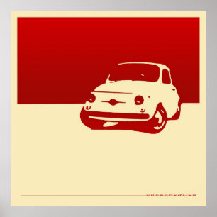 Fiat 500, 1959 - vermelho no poster de creme