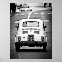 Fiat 500, vintage cinquecento, Roma Itália Poster