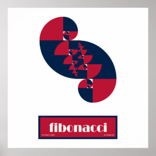 Fibonacci Red White e Blue II Grande Poster