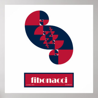 Fibonacci Red White e Blue II Large Poster