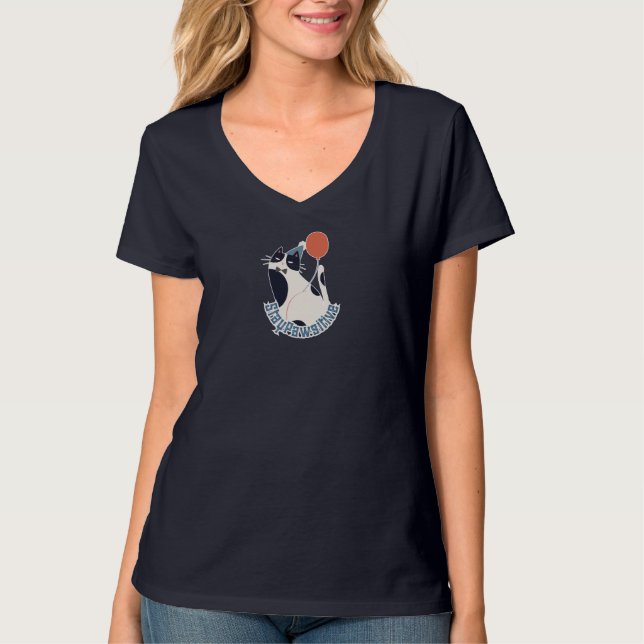 Ficar Pawsitivo Camiseta Feminina com Decote em V  (Frente)