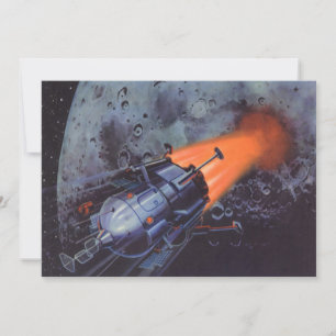 Ficção científica retrô, foguete lunar decolando