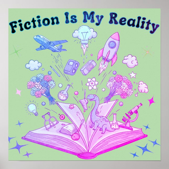 Ficção é minha Poster de realidade | Book Lover Wa (Frente)
