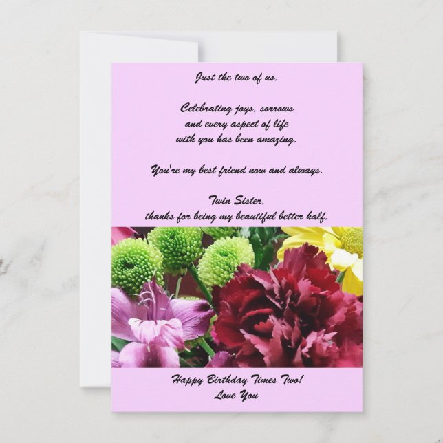 Ficha de Aniversário de Irmãs Gêmeas (Frente)