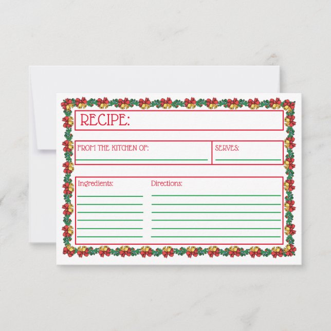 Ficha de receitas de natal & Garland (Frente)
