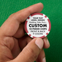 10 x Chips personalizados de pôquer RED
