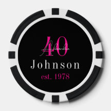 Aniversário de 40 anos preto-quente personalizado