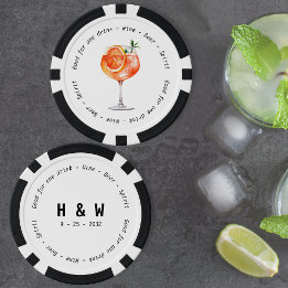 Fichas De Poker Casamento de Voucher com Aperol Branco Negro Moder