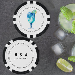 Fichas De Poker Casamento de Voucher de Bebida Neerlandesa Branca 