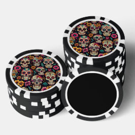 Fichas De Poker Flores de Crânio Açucarado
