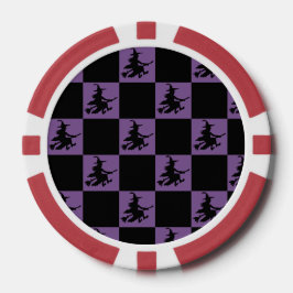 Fichas De Poker Flying Witch Black & Purple Checkered Poker Chips