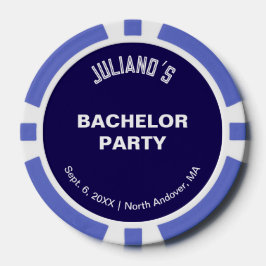 Fichas De Poker Minimalist Dark Blue Bachelor Party Poker Chips