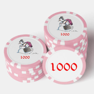 Fichas De Poker Mochila Snowman cor-de-rosa 1000 chip de pôquer li