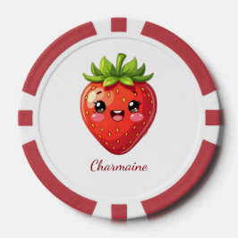 Fichas De Poker Monograma morango kawaii fofo