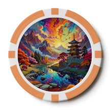 Pagoda e Paisagem ColoridaPoker Chip