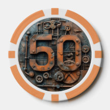 Steampunk $50 Poker Chip: Máquina Arcana