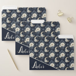 Ficheiro Design Floral Celestial de Meia-Noite & Lua Cresce