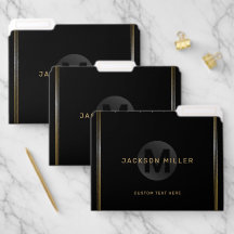 Monograma simples e personalizado preto-e-ouro