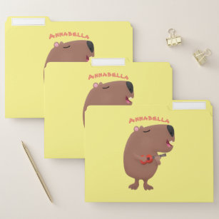 Etiqueta De Nome Óptica desenho animado de capybara ukulele