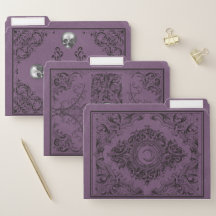 Roxo Vintage Vitoriano Wicca Moons Skulls